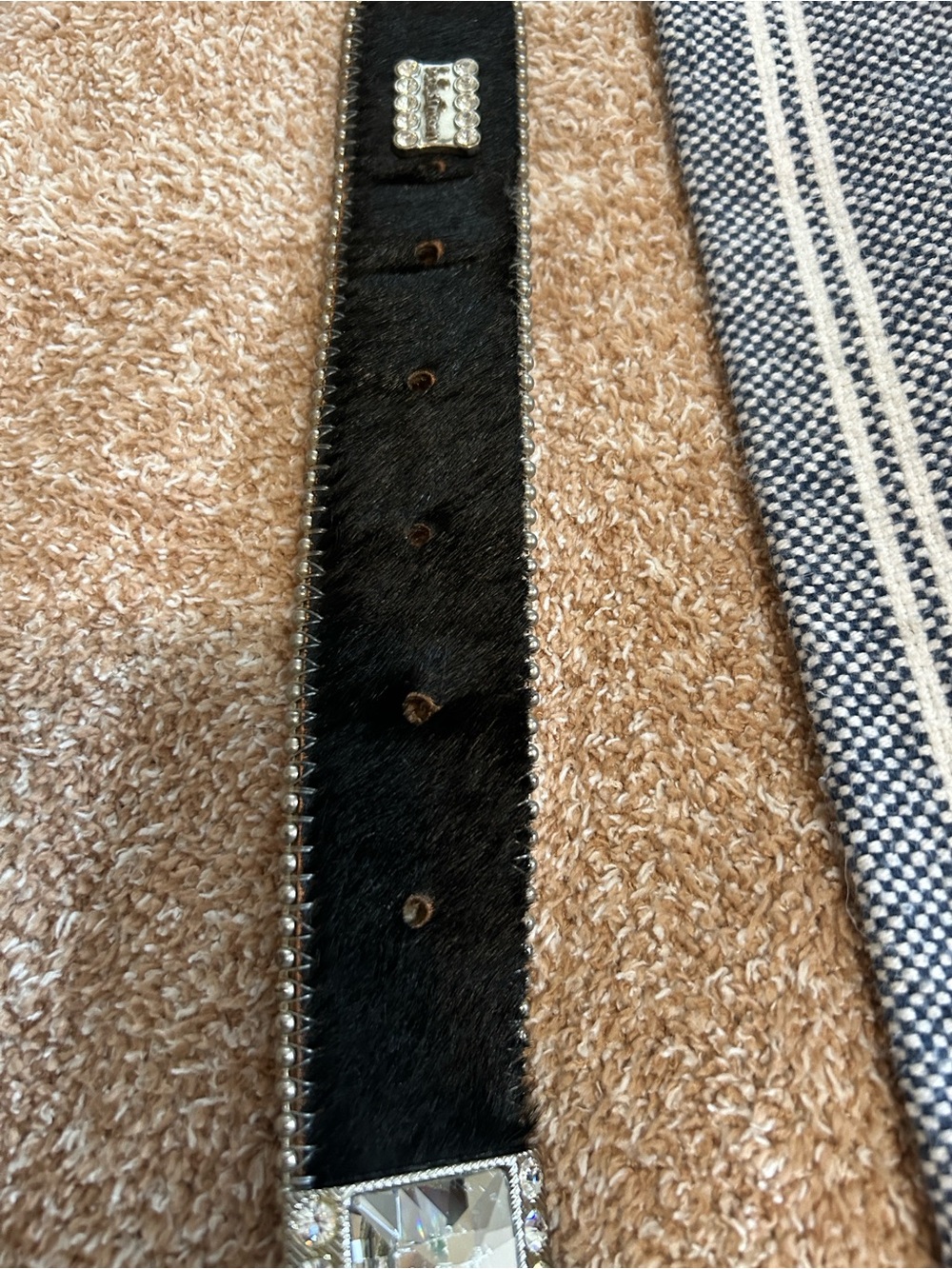 B.B Simon L Swarovski Crystal Bling Belt Cow Hide leather - Picture 6 of 12